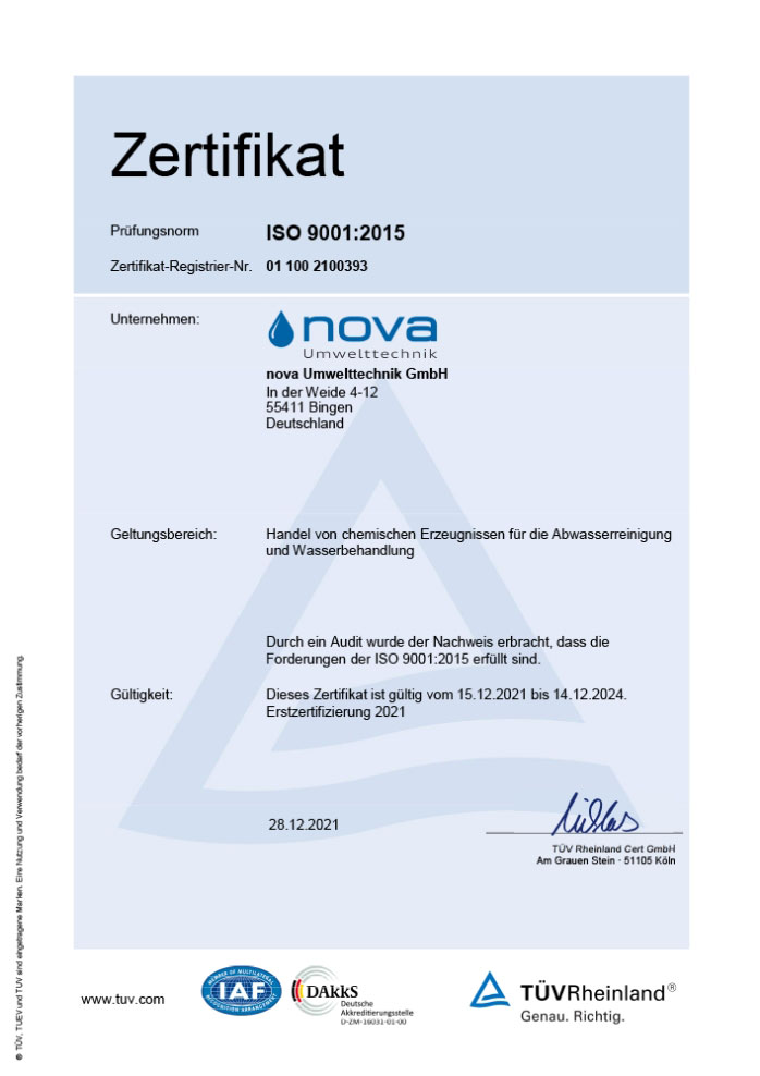 TÜV Rheinland Zertifikat